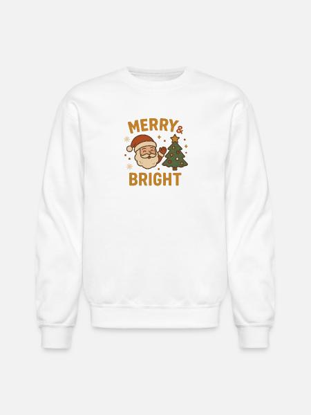 Merry Santa Christmas Tree Design - Unisex Crewneck Sweatshirt - white