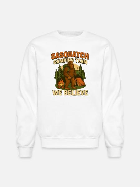 Sasquatch Camping Team – We Believe - Unisex Crewneck Sweatshirt - white