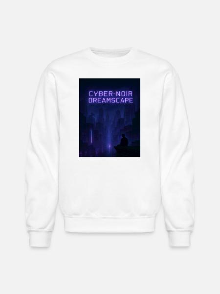 Cyber-Noir Dreamscape Design - Unisex Crewneck Sweatshirt - white