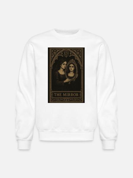 The Mirror Tarot Card Art - Unisex Crewneck Sweatshirt - white