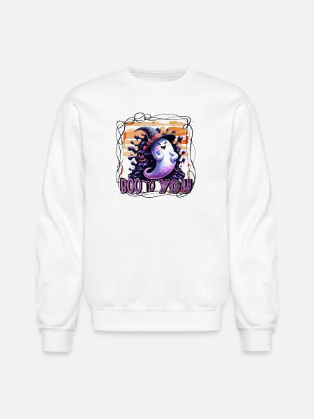 Whimsical Ghost Boo to You - Unisex Crewneck Sweatshirt - white