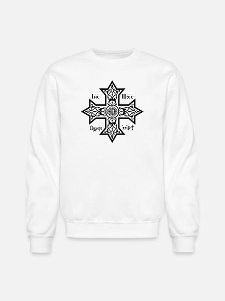 Coptic Cross Black Icon - Unisex Crewneck Sweatshirt - white