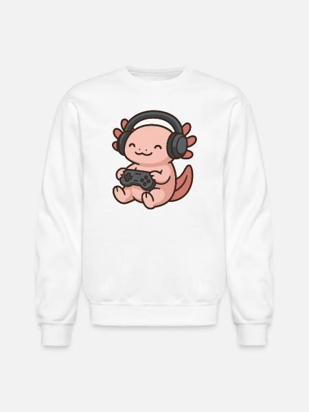 Cute Gaming Dragon with Headphones - Unisex Crewneck Sweatshirt - white