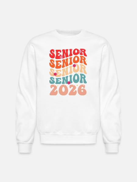 Senior Class 2026 Floral Rainbow - Unisex Crewneck Sweatshirt - white