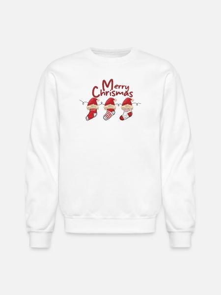Merry Christmas Sock Trio - Unisex Crewneck Sweatshirt - white