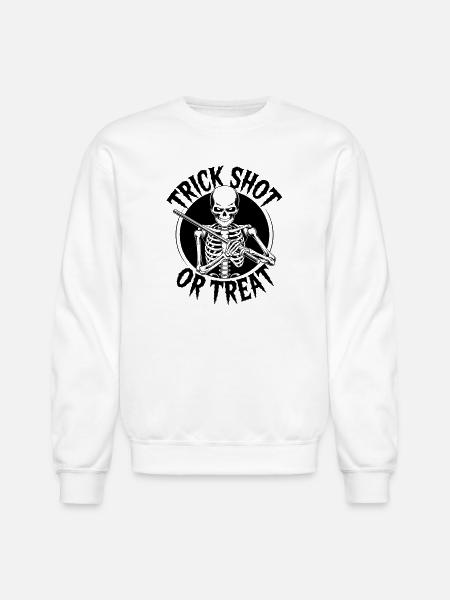 Trick Shot or Treat Skeleton - Unisex Crewneck Sweatshirt - white