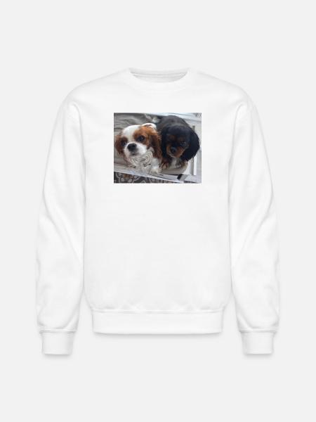 Cavalier Duo on Bench - Unisex Crewneck Sweatshirt - white