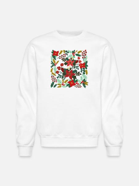 Boho Floral Christmas - Unisex Crewneck Sweatshirt - white