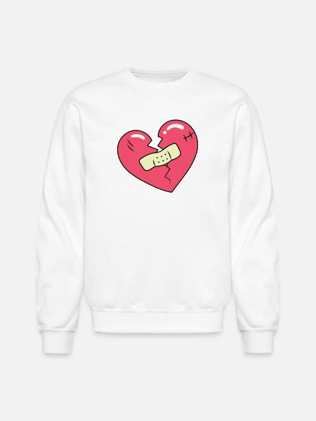 Broken Heart and Patch - Unisex Crewneck Sweatshirt - white