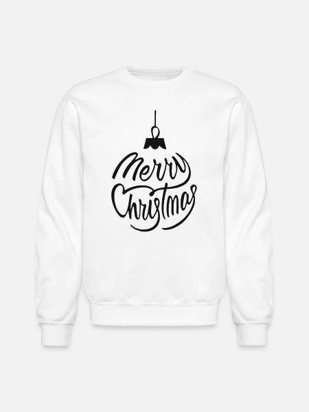 Merry Christmas Script Ornament - Unisex Crewneck Sweatshirt - white