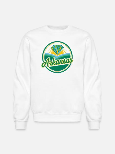 Arkansas Diamond Sunrise Emblem - Unisex Crewneck Sweatshirt - white