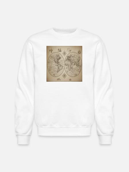 Antique double-halved world map - Unisex Crewneck Sweatshirt - white