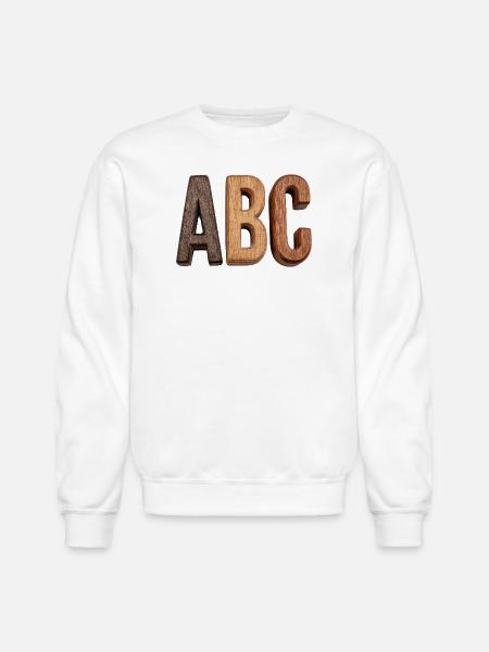 Rustic Wood ABC Letters - Unisex Crewneck Sweatshirt - white