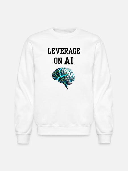 Leverage on AI Brain Neon - Unisex Crewneck Sweatshirt - white