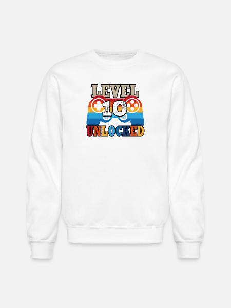 Level 10 Unlocked - Unisex Crewneck Sweatshirt - white