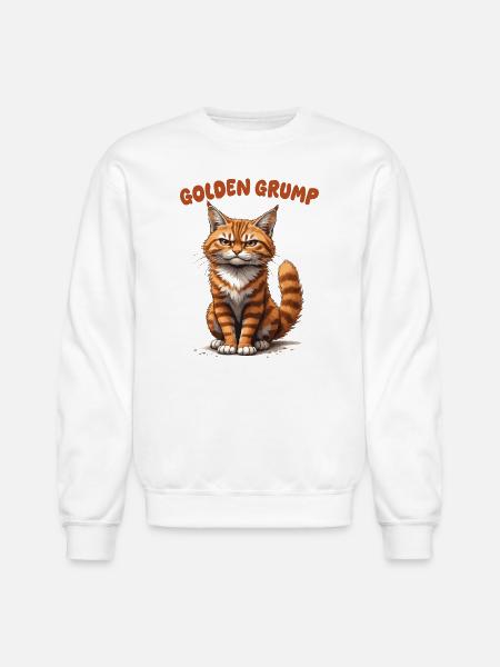 Golden Grump Cat - Unisex Crewneck Sweatshirt - white