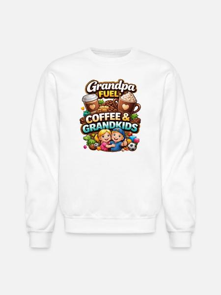 Grandpa Fuel Coffee & Grandkids - Unisex Crewneck Sweatshirt - white