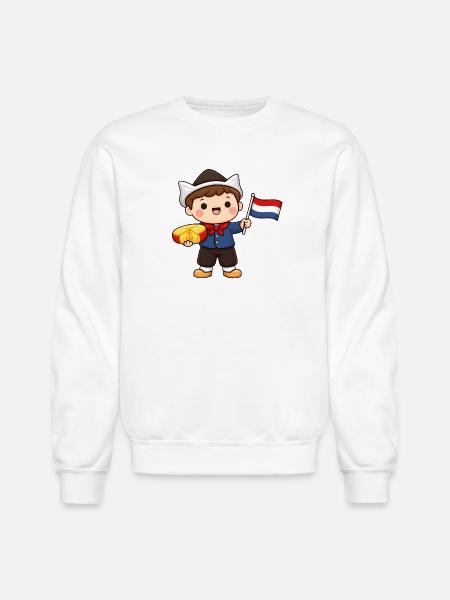 Dutch with flag of the Netherlands kawaii - Unisex Crewneck Sweatshirt - white