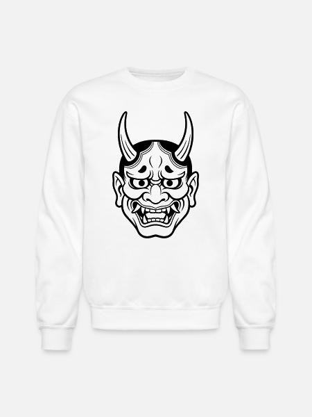 japanese demon mask - Unisex Crewneck Sweatshirt - white