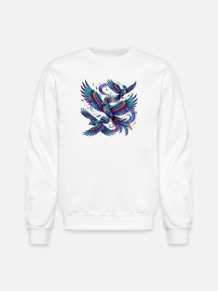 Fantastical birds in flight - Unisex Crewneck Sweatshirt - white