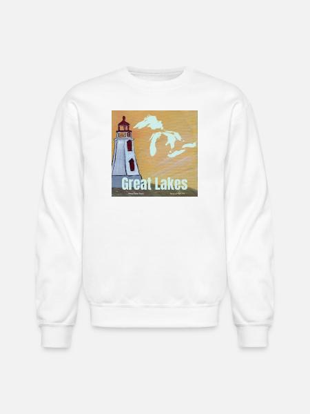 Great Lakes Lighthouse Glow - Unisex Crewneck Sweatshirt - white