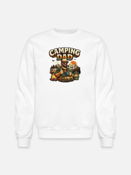 Camping Dad at Sunset Campfire - Unisex Crewneck Sweatshirt - white