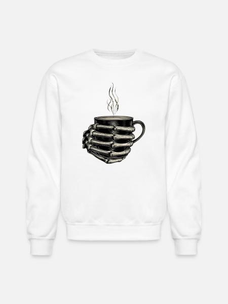 Skeleton Hands Embrace Steam Mug - Unisex Crewneck Sweatshirt - white