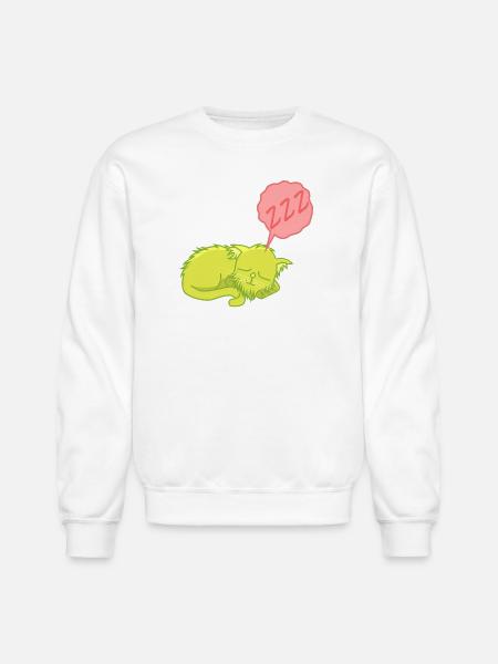 Lime Neon Sleepy Cat - Unisex Crewneck Sweatshirt - white