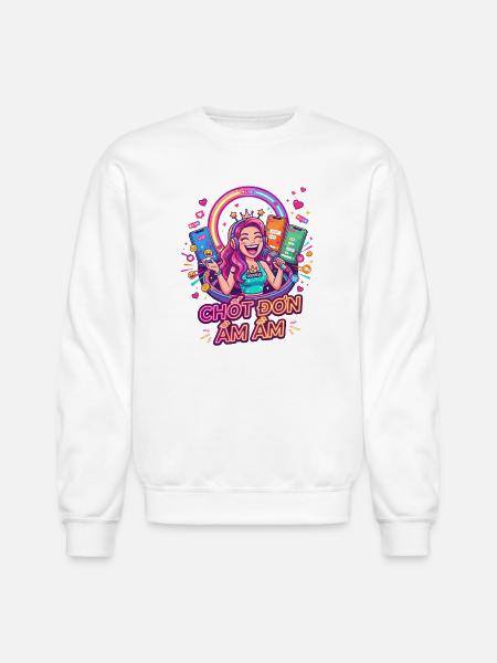 Neon Goddess Streamer - Unisex Crewneck Sweatshirt - white