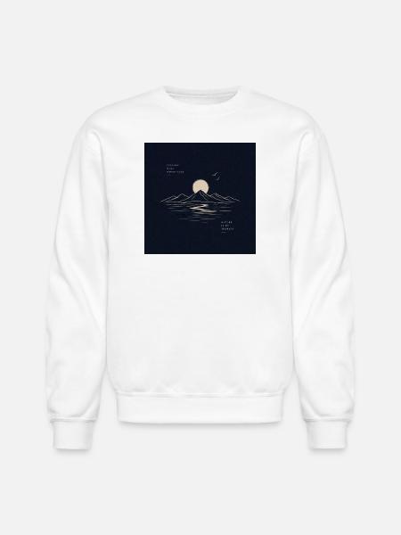 Moonlit Mountain Lake Nature Therapy - Unisex Crewneck Sweatshirt - white
