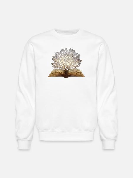 Golden book tree art - Unisex Crewneck Sweatshirt - white