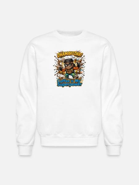 Coffee Is My Superpower Hero - Unisex Crewneck Sweatshirt - white