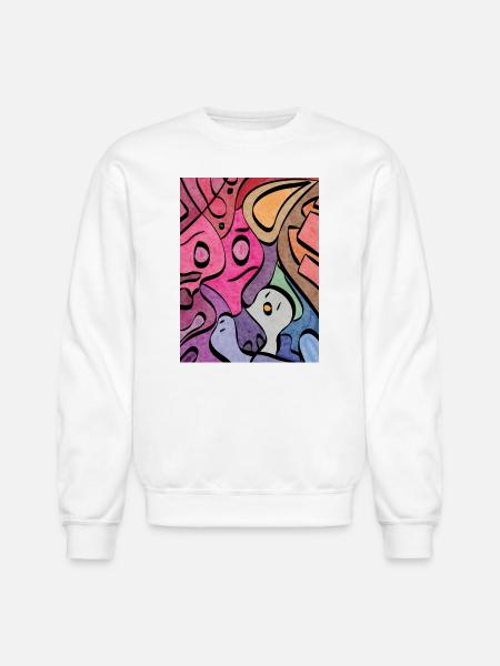 Kaleidoscopic Faces Graffiti - Unisex Crewneck Sweatshirt - white