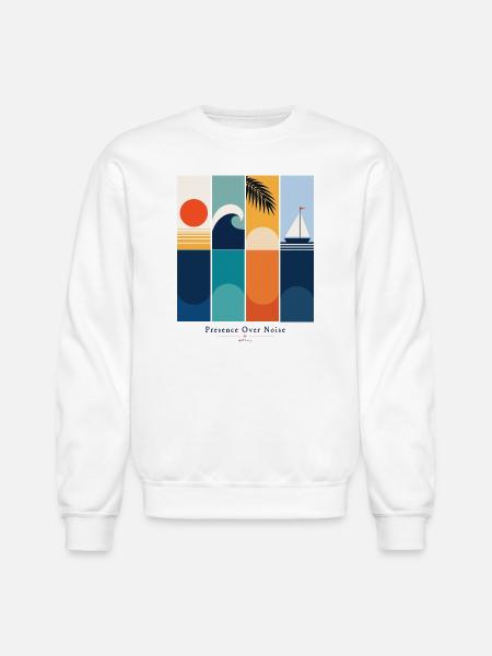Presence Over Noise - Unisex Crewneck Sweatshirt - white