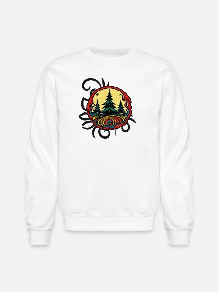 Forest Summit Badge Sunset - Unisex Crewneck Sweatshirt - white