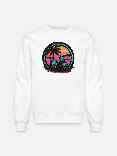 Trap Set Graphic - Unisex Crewneck Sweatshirt - white