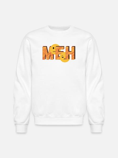 Meh on Striped Word - Unisex Crewneck Sweatshirt - white