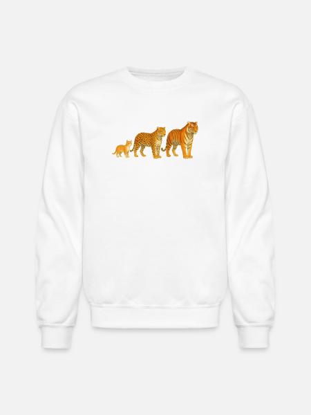 Big Cat Evolution Cute Domestic Cat to Tiger - Unisex Crewneck Sweatshirt - white
