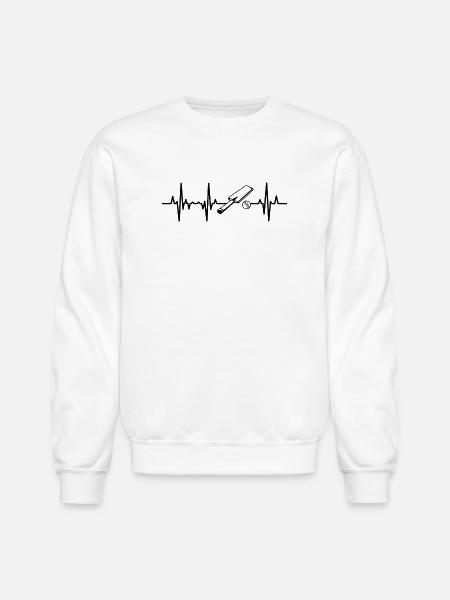 Cricket ECG Heartline - Unisex Crewneck Sweatshirt - white