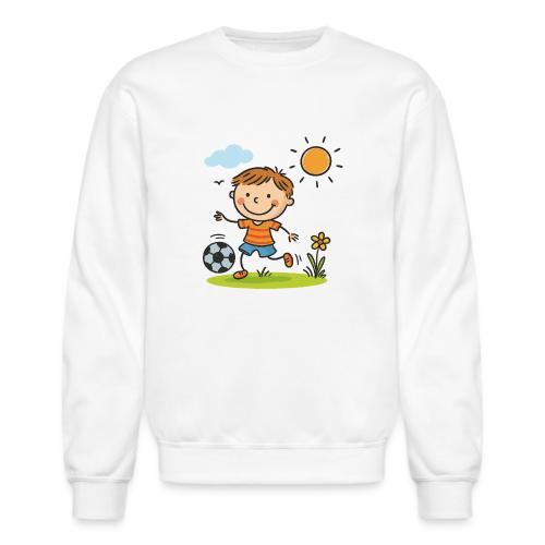 Cartoon Boy Playing Soccer Kids Shirt - Unisex Crewneck Sweatshirt