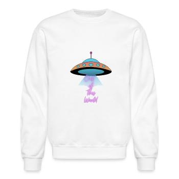 Out of this world - Unisex Crewneck Sweatshirt - white - Front - AI Model Female 172 light (172cm) & AI Model Male 185 dark (185cm)