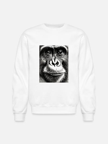 Chimp in Charcoal - Unisex Crewneck Sweatshirt - white