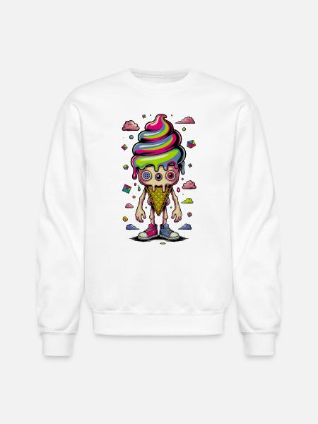 Cosmic Cone Creature - Unisex Crewneck Sweatshirt - white
