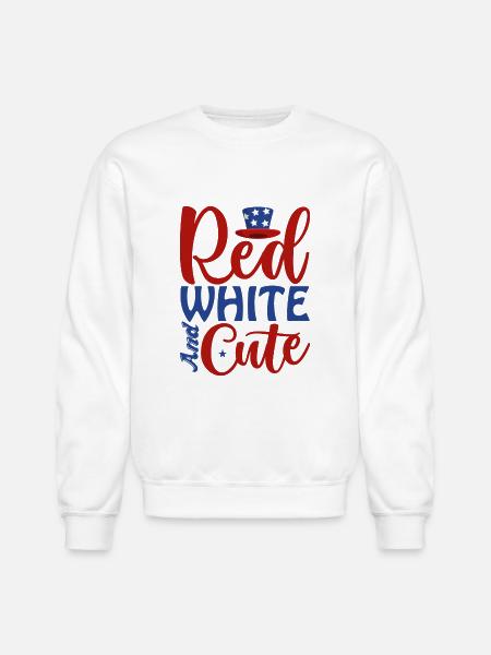 Red White And Cute - Unisex Crewneck Sweatshirt - white