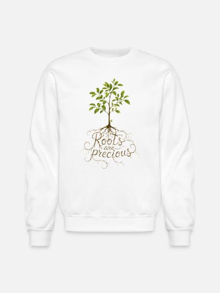 "Roots Are Precious" Tree Design - Unisex Crewneck Sweatshirt - white
