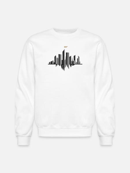 Monochrome Skyline Flag - Unisex Crewneck Sweatshirt - white