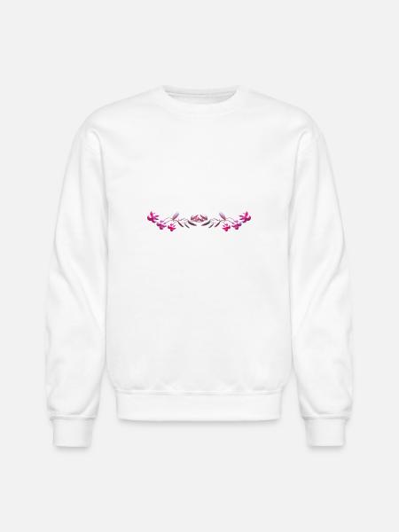 line flowers pink - Unisex Crewneck Sweatshirt - white