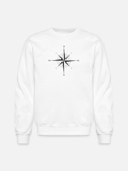Noir Compass Rose - Unisex Crewneck Sweatshirt - white