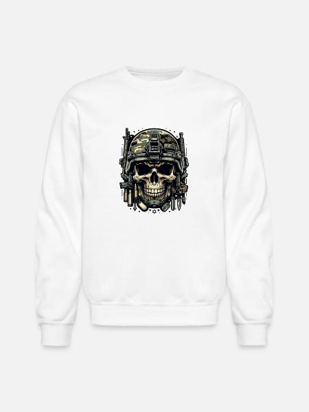 Soldier's Legacy: Camo Skull - Unisex Crewneck Sweatshirt - white