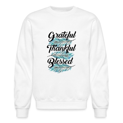 feather blue grateful thankful blessed - Unisex Crewneck Sweatshirt